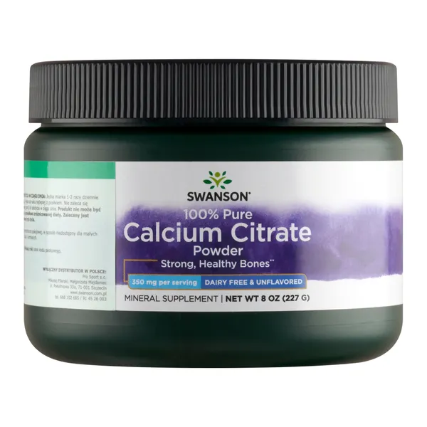 Кальций Swanson Calcium Citrate, 100 % чистый цитрат кальция, порошок, 227 г