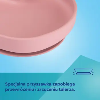 Canpol Babies, silikonowy talerz z przyssawką, Serce, 6 m+, beżowy, 1 szt.