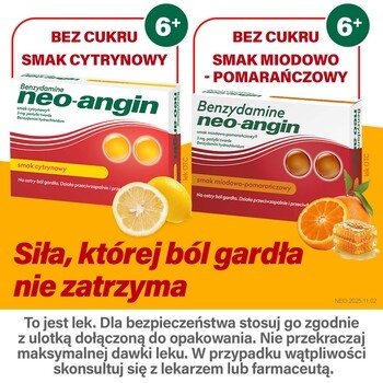 Benzydamine neo-angin smak miodowo-pomarańczowy, 3 mg, pastylki, 20 szt.