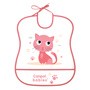 Canpol Babies, śliniak zmywalny miękki CUTE ANIMALS kotek, różowy, 1 szt.