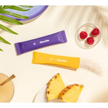 Health Labs GlowMe Mix, saszetki z proszkiem, smak ananas-mango, 15 szt., smak malina, 15 szt.
