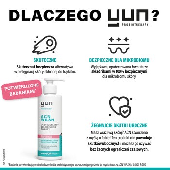 Yun ACN Wash, prebiotyczny żel oczyszczający do mycia twarzy, 150 ml