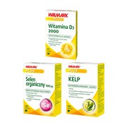 Zestaw Walmark Plus Witamina D3 2000, kapsułki miękkie, 60 szt. + Selen, 100 µg, tabletki, 100 szt. + Kelp, tabletki, 100 szt.