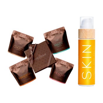 Zestaw Cocosolis, suchy olejek przeciw rozstępom, 110 ml + kawowe peelingi do ciała i twarzy, 4 x 70 g