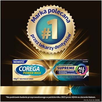 Corega Power Max Supreme All in 1, krem mocujący do protez zębowych, 40 g