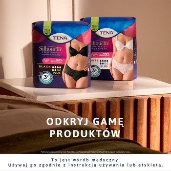 Tena Silhouette Plus, majtki chłonne, Black, rozmiar L, 10 szt.
