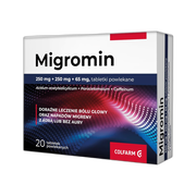 Migromin, 250 mg + 250 mg + 65 mg, tabletki powlekane, 10 szt.