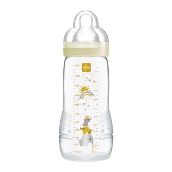 MAM Bottle, butelka szerokootworowa, 330 ml ze smoczkiem o szybkim przepływie, biała, 4 m+, 1 szt.