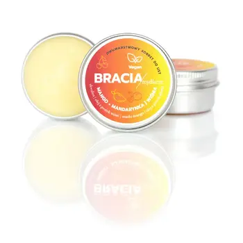 Bracia Mydlarze, dwuwarstwowy sorbet, nawilżający balsam do ust, Mango, Mandarynka, Wiśnia, 15 ml