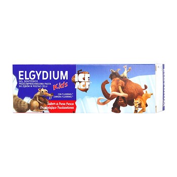 Elgydium Kids, przeciwpróchnicowa pasta do zębów w postaci żelu orzeźwiająco truskawkowa, 50 ml