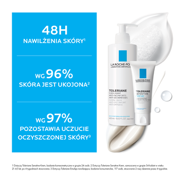 Zestaw Toleriane, La Roche-Posay, łagodna emulsja oczyszczająca, 400 ml + prebiotyczny krem nawilżający, 40 ml