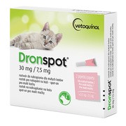 Dronspot 30 mg / 7,5 mg, roztwór do nakrapiania dla małych kotów od 0,5 do 2,5 kg, 2 x 0,35 ml https://azcdn.doz.pl/image/d/product/3bf6ed74-scale-180x180.png