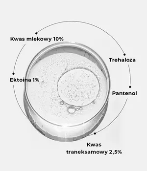 Veoli Botanica Glass Skin Power Peel, nawilżająco-rozświetlający peeling do twarzy z kwasem mlekowym, traneksamowym i ektoiną, 30 ml