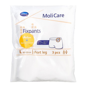 Molicare Fixpants, elastyczne majtki z siatki z krótką nogawką, rozmiar L, 3 szt.