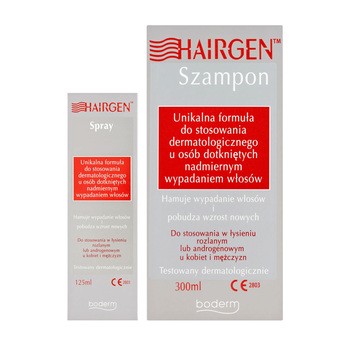 Zestaw Hairgen, kuracja przeciw wypadaniu włosów, szampon 300 ml + spray 125 ml