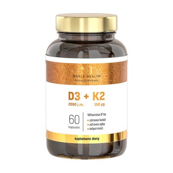 Noble Health, D3 + K2 z oliwą z oliwek, kapsułki, 30 szt.