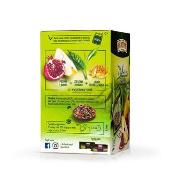 Big-Active, Zielona herbata w torebkach z pigwą i granatem, 30 g (1,5 g x 20 szt.)