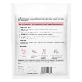 L'biotica, maska kolagenowa z PDRN w mikrokapsułkach, Napięcie i Ujędrnienei, 1 szt.