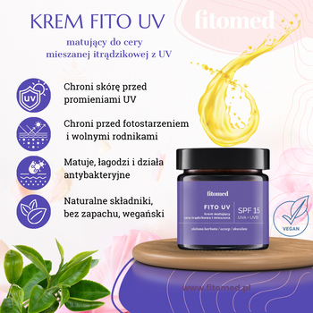 Fitomed Fito UV, krem matujący, cera trądzikowa i mieszana, SPF 15, 55 g