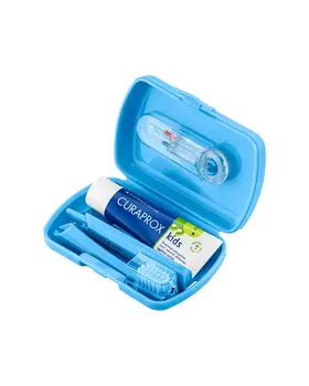 Curaprox Travel Set Kids, zestaw podróżny dla dzieci 6-12 lat, niebieski, 1 szt.