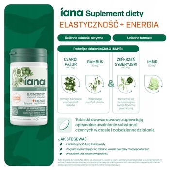 Iana Stawy Elastyczność + Energia, tabletki, 60 szt.