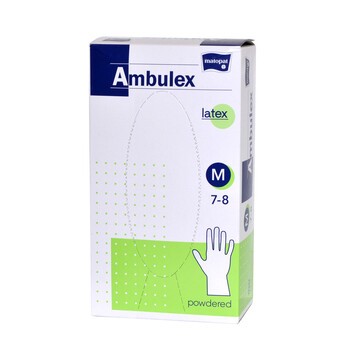 Rękawiczki, zabiegowe Ambulex, niejałowe, rozmiar M, 100 szt