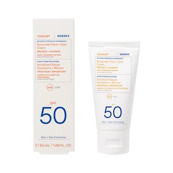 Korres Yoghurt, kremo-żel ochronny do twarzy i oczu SPF50, 50 ml