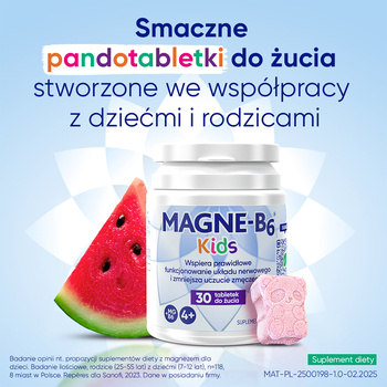 Magne-B6 Kids, tabletki do żucia, smak arbuzowy, 30 szt.