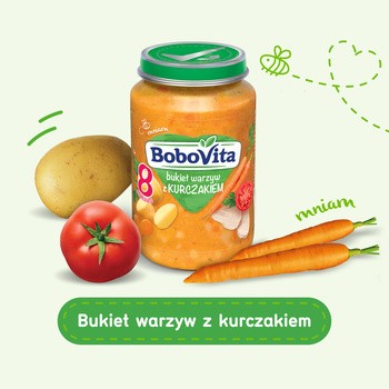 BoboVita, obiadek bukiet warzyw z kurczakiem, 8m+, 190 g