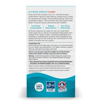 Nordic Naturals Ultimate Omega 1280 mg + CoQ10 100 mg, kapsułki, smak cytrynowy, 60 szt.