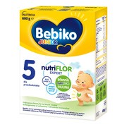Bebiko Junior 5 NUTRIflor Expert, odżywcza formuła na bazie mleka, dla przedszkolaka, proszek, 600 g https://azcdn.doz.pl/image/d/product/7251733e-scale-180x180.png