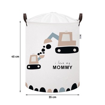 Sipo, Bawełniany kosz na zabawki XL, koparki, 1 szt.