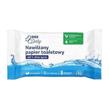 Zestaw 2x DOZ Daily, nawilżany papier toaletowy od 1 dnia życia, 52 szt.