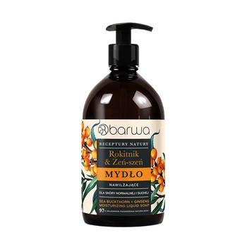 Barwa Receptury Natury, nawilżające mydło do rąk, Rokitnik & Żeń-szeń, 480 ml