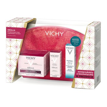 Zestaw Promocyjny Vichy Idealia, skóra sucha, 50 ml + Mineral 89, 10 ml + Idealia, serum, 3 ml + kosmetyczka