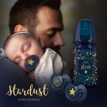 Canpol Lovi  Stardust, smoczek silikonowy uspokajający, dynamiczny 3-6 m, niebieski, 2 szt.