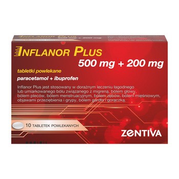 Inflanor Plus, 500 mg + 200 mg, tabletki powlekane, 10 szt.
