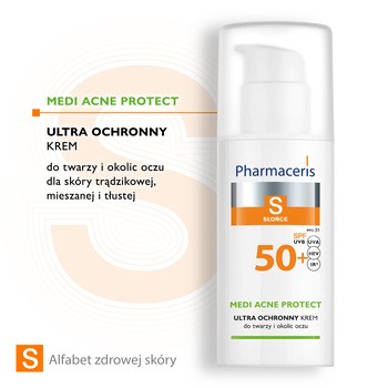 Pharmaceris S Medi Acne Protect, ultra ochronny krem do twarzy i okolic oczu SPF 50+, 50 ml