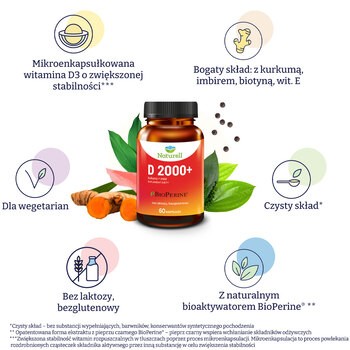 Naturell Witamina D3 2000+, kapsułki, 60 szt.