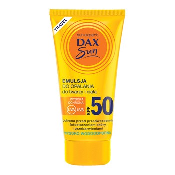 Dax Sun Travel, emulsja do opalania do twarzy i ciała SPF 50, 50 ml