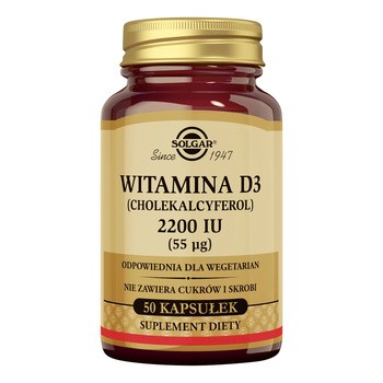 Solgar Witamina D3 2200 IU, kapsułki, 50 szt.
