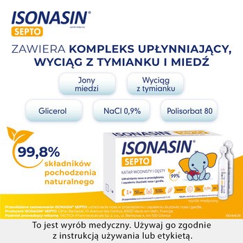 Isonasin Septo, roztwór do płukania nosa, 5 ml x 20 ampułek