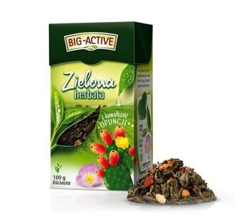Big-Active, Zielona herbata z opuncją, liściasta, 100 g