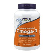 NOW Foods Omega-3 Moleculary Distilled, kapsułki, 200 szt.        