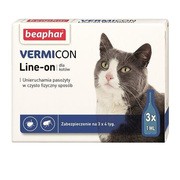 alt Beaphar VERMIcon Line-on, krople przeciwko ektopasożytom dla kotów, 3 x 1 ml
