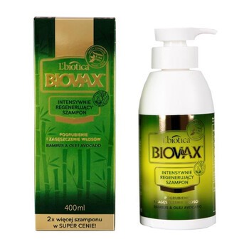 Biovax Bambus & Olej Avocado, intensywnie regenerujący szampon, 400 ml