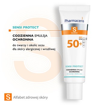 Pharmaceris S Sensi Protect, codzienna emulsja ochronna z kwasem hialuronowym do twarzy i okolic oczu SPF 50+, 50 ml