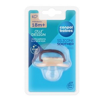 Canpol Babies, silikonowy smoczek anatomiczny, Night Dreams, 18m+, różowy, 1 szt.