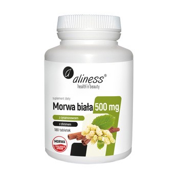 Aliness Morwa biała z cynamonowcem i chromem 500 mg, 180 szt.