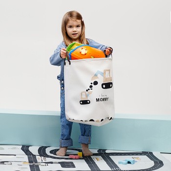 Sipo, Bawełniany kosz na zabawki XL, koparki, 1 szt.